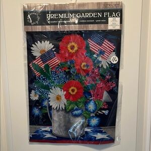 Premium Garden Flag with Patriotic Floral Design